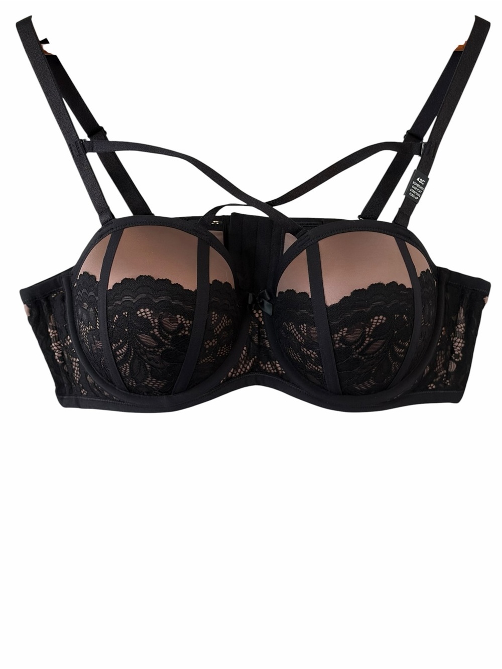 Torrid Black Lace Balconette Bra with Strappy Detail